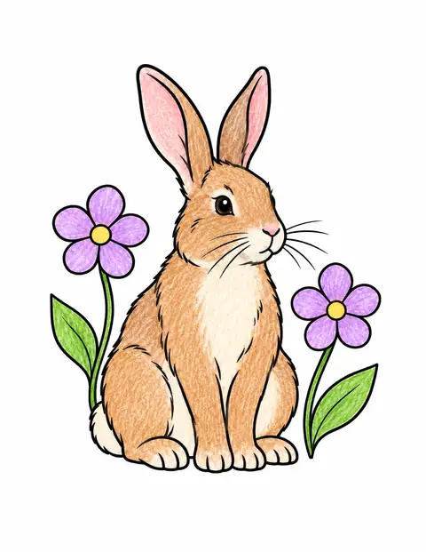 Rabbit in a Flower Garden color example