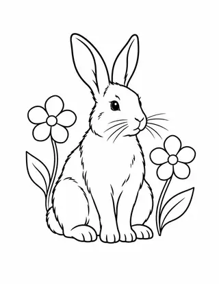 Rabbit in a Flower Garden