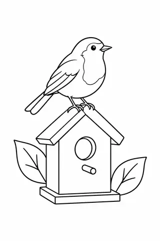 Robin on a Birdhouse