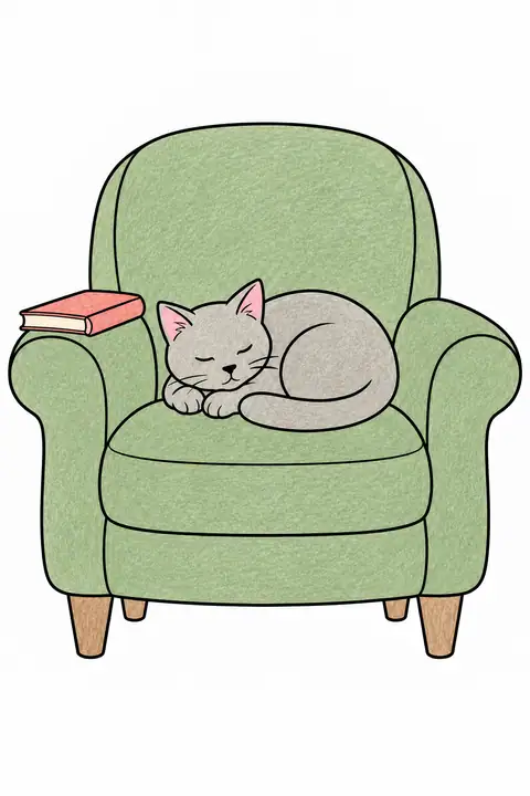 Cat on a Reading Chair color example