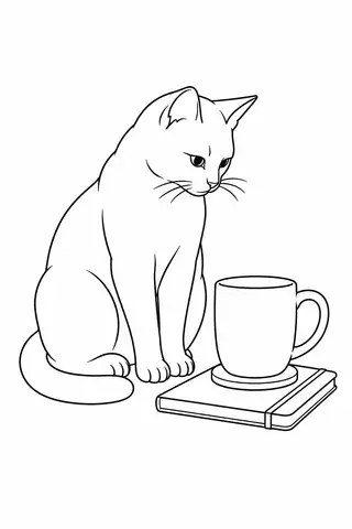 Cat beside a Coffee Mug