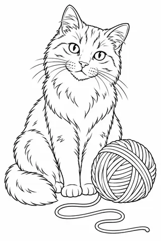 Cat with a Ball of Yarn