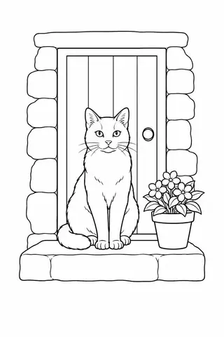Cat on a Cottage Step