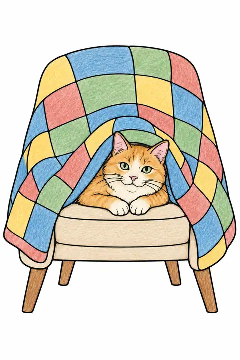 Cat beneath a Quilt color example