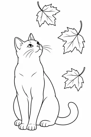Cat Watching Falling Leaves