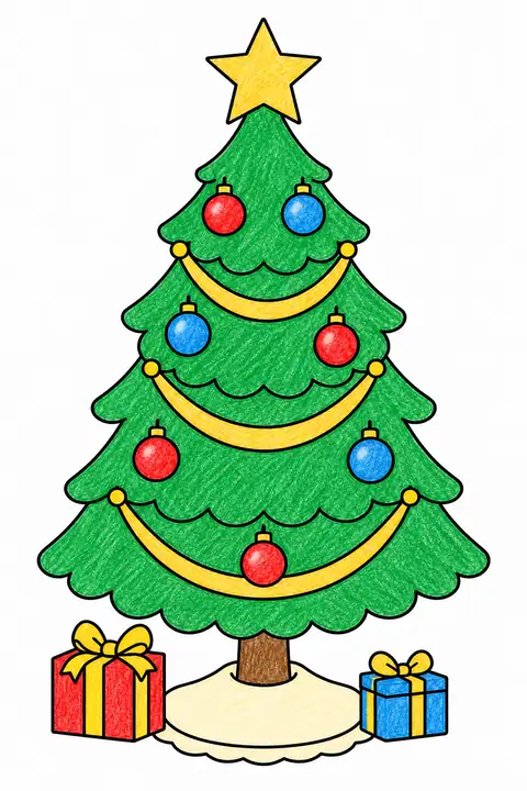 Christmas Tree with Large Ornaments color example