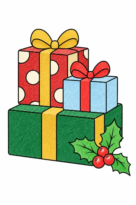 Wrapped Christmas Gifts color example