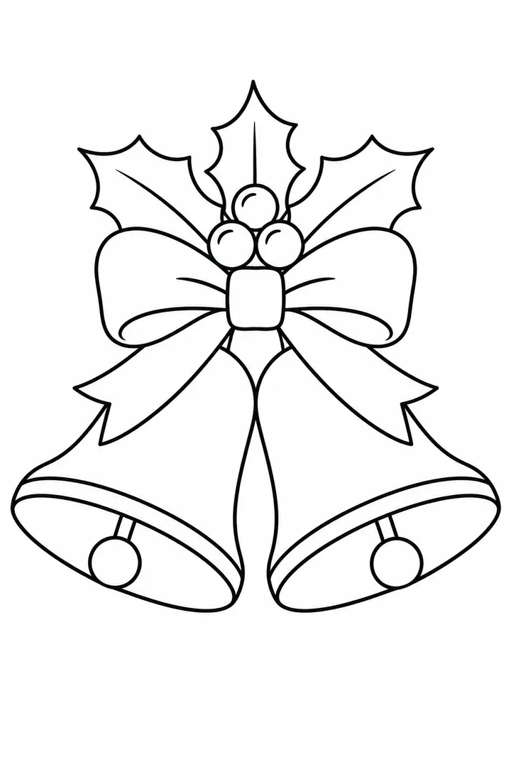 Christmas Bells and Ribbon line art