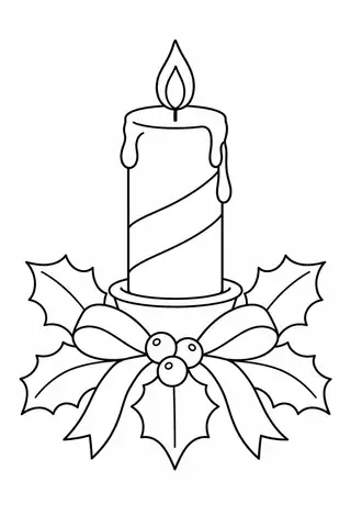 Christmas Candle and Holly