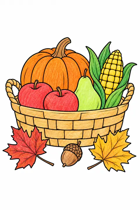 Thanksgiving Harvest Basket color example