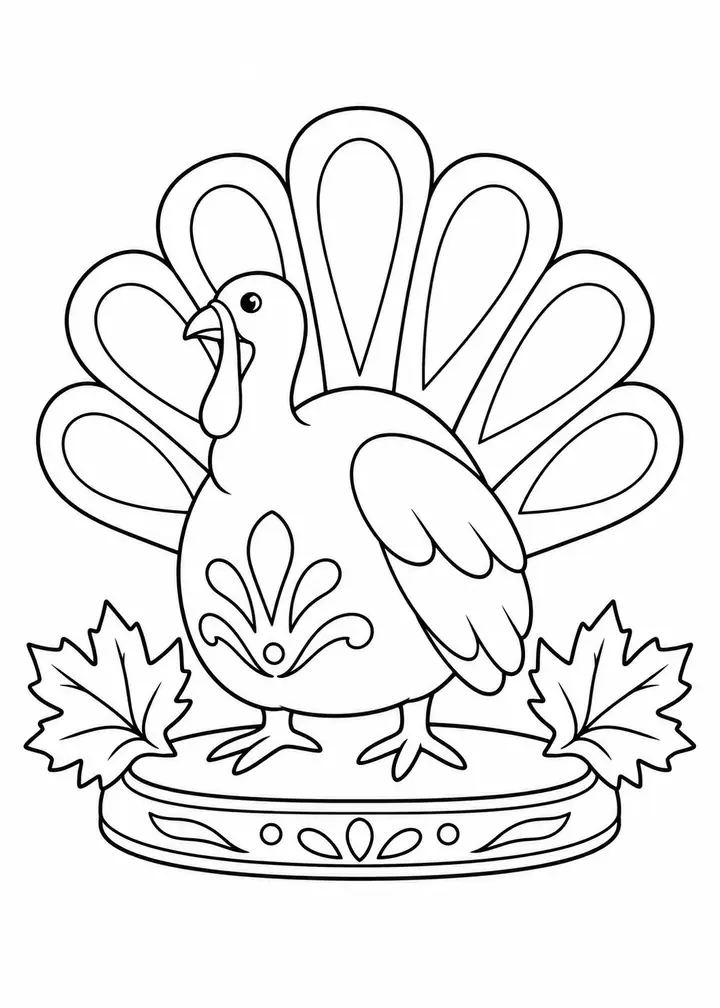 Decorative Turkey Centerpiece line art