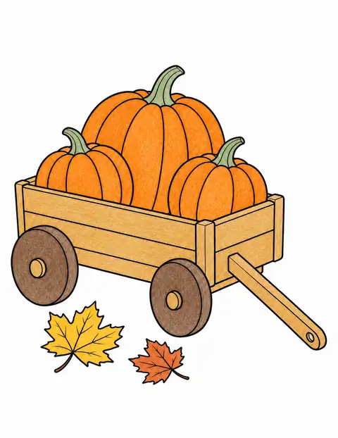 Pumpkins on a Farm Cart color example