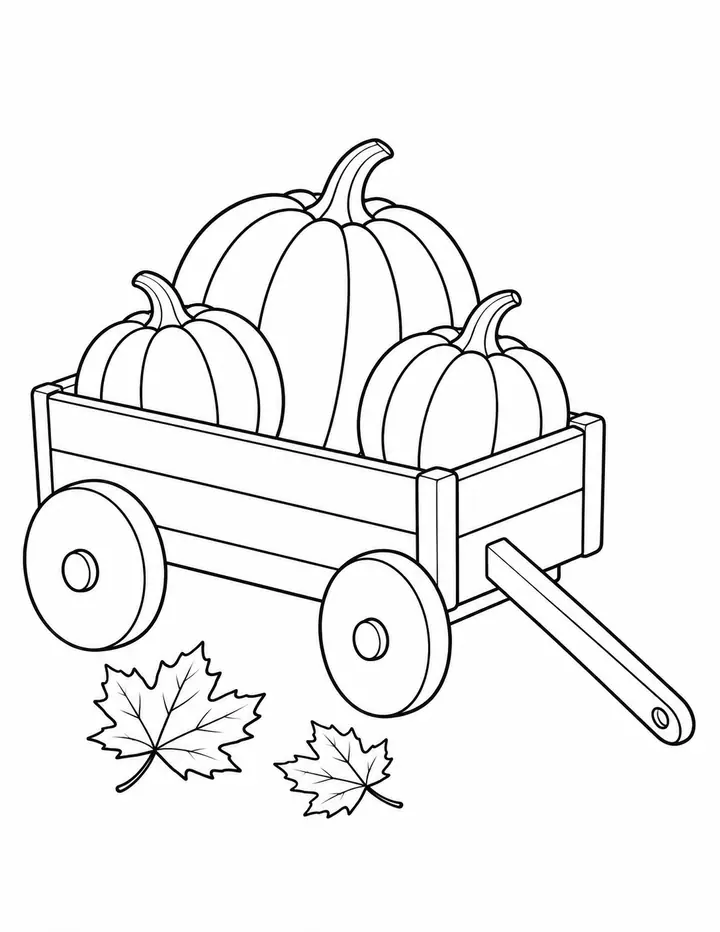 Pumpkins on a Farm Cart line art