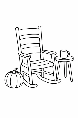 Fall Porch with a Rocking Chair