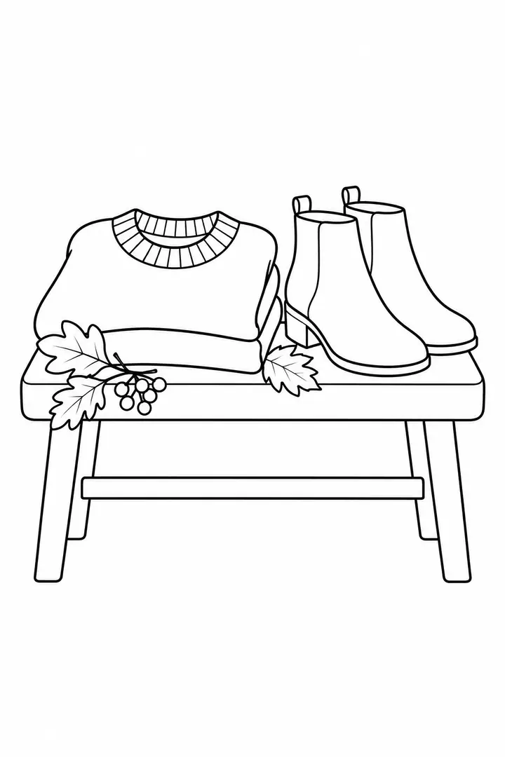 Cozy Sweater and Boots line art