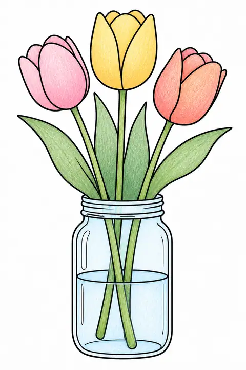 Tulips in a Mason Jar color example