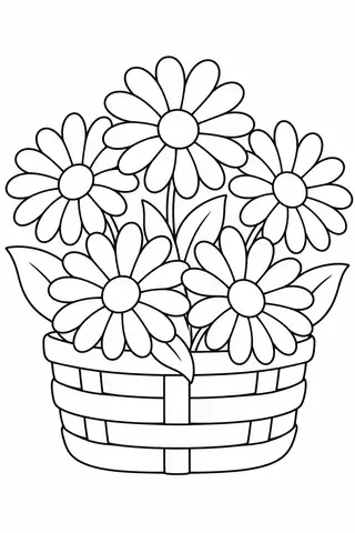 Daisies in a Woven Basket