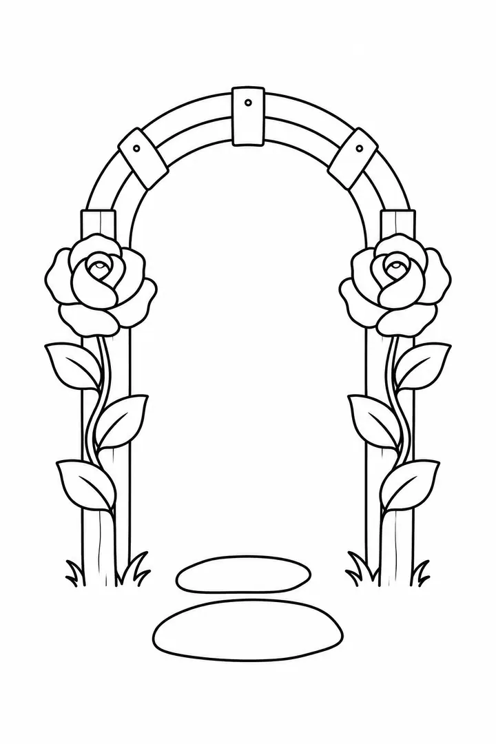 Rose Garden Gate line art