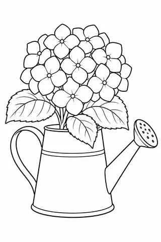 Hydrangeas in a Watering Can