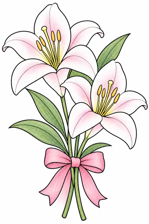 Lilies with a Ribbon color example