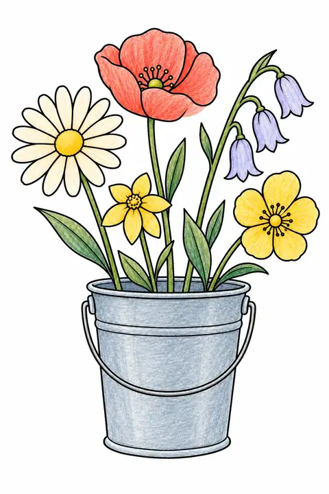 Wildflowers in a Bucket color example