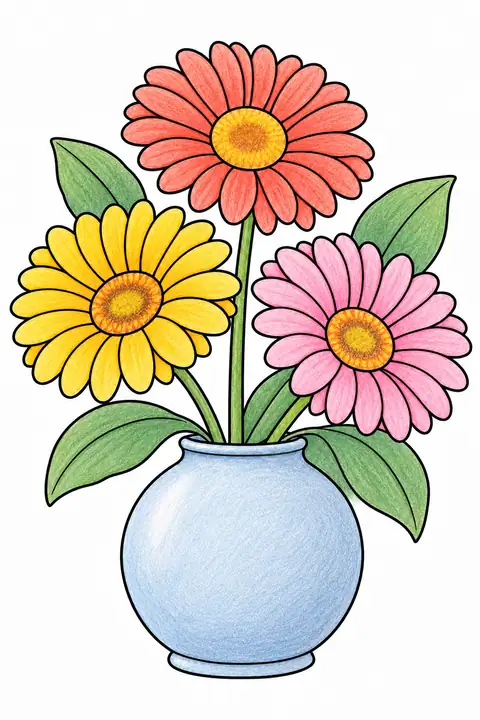 Gerberas in a Round Vase color example