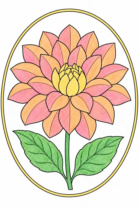 Dahlia in an Oval Frame color example