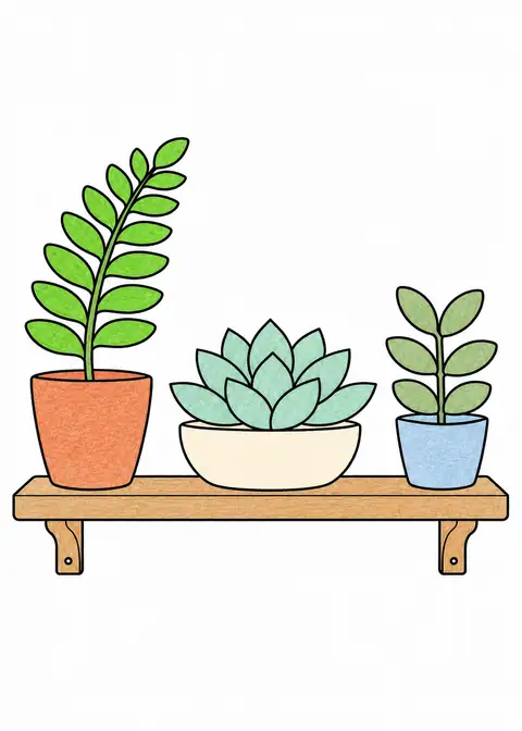 Fern and Succulent Shelf color example