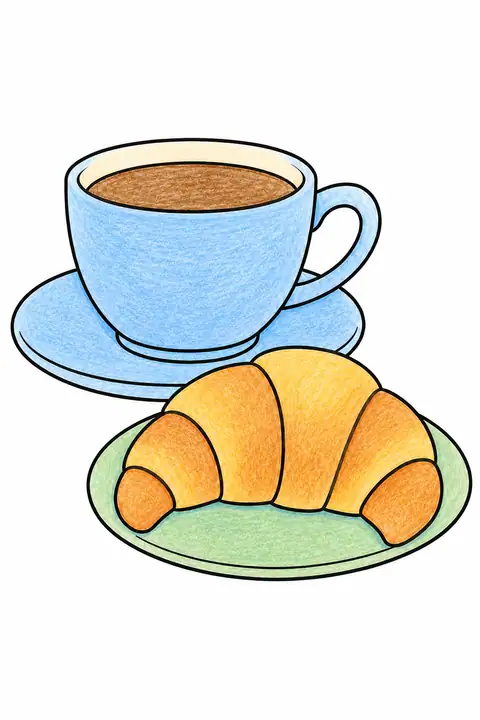 Coffee and Croissant color example