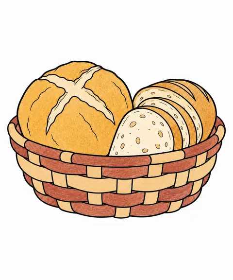 Bread in a Woven Basket color example
