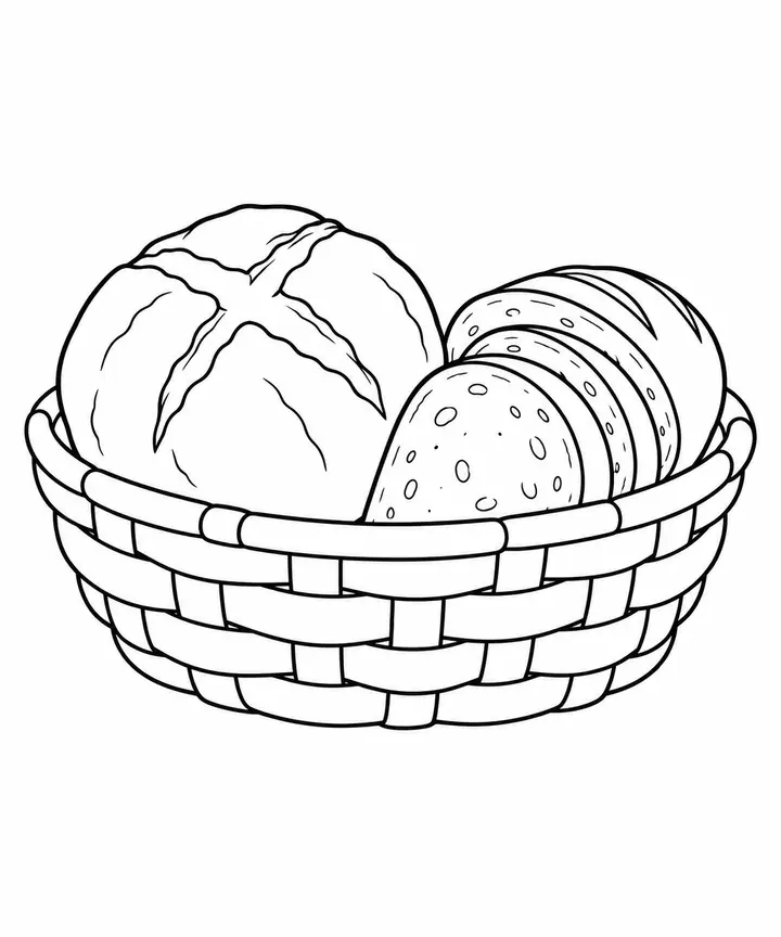 Bread in a Woven Basket line art