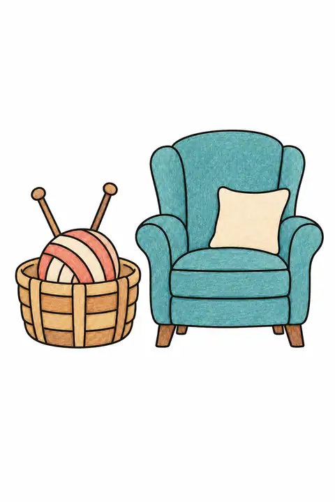 Knitting Basket and Armchair color example