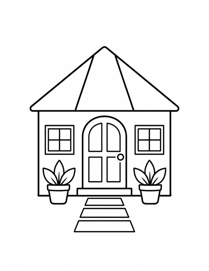 Cottage Front Door line art