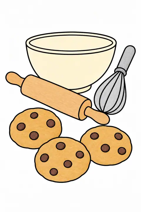 Baking Utensils and Cookies color example