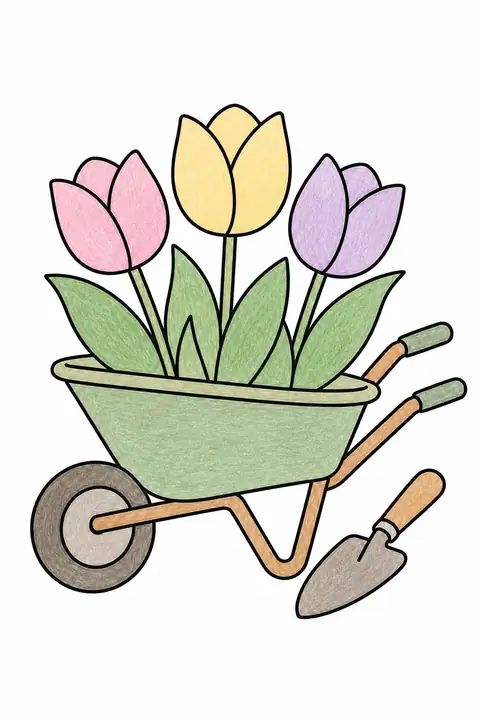 Spring Garden Wheelbarrow color example
