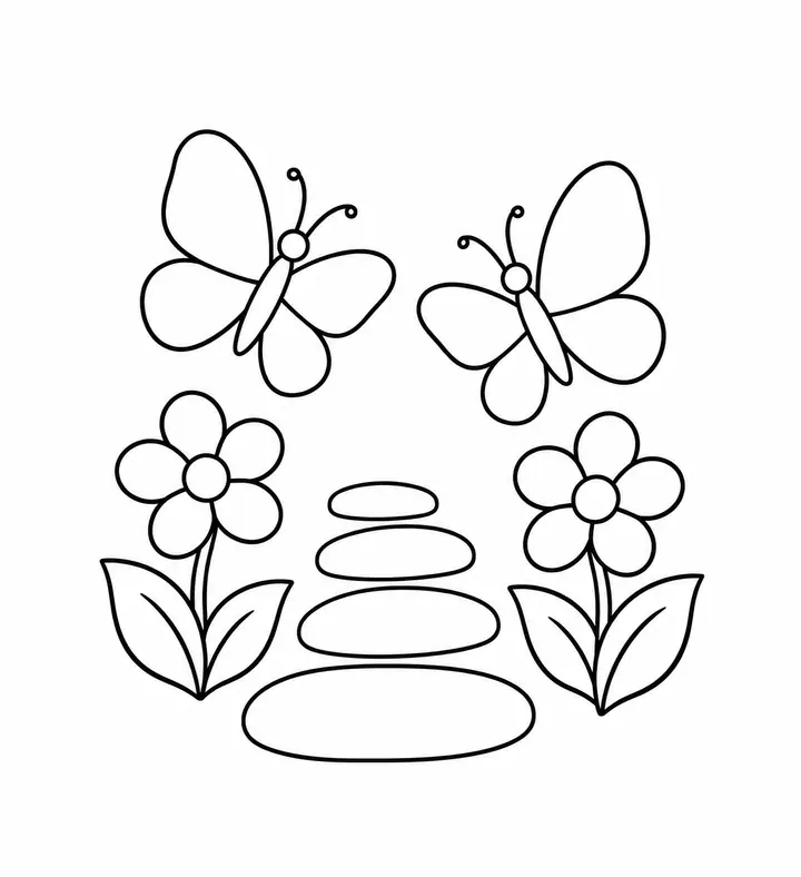 Butterfly Garden Path line art