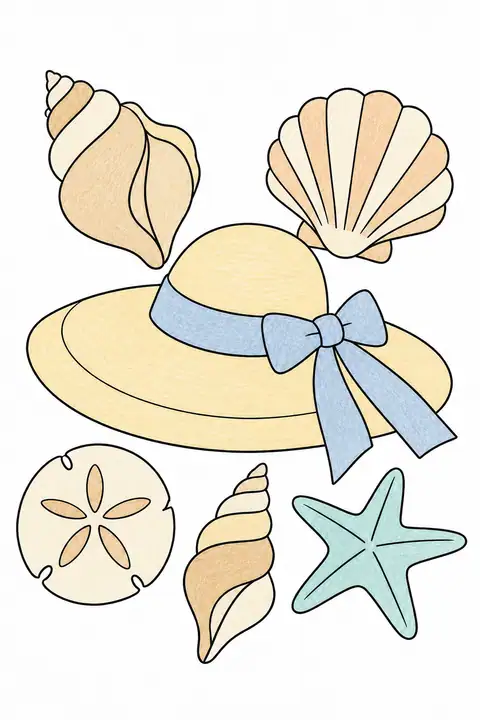 Seashells and a Sun Hat color example
