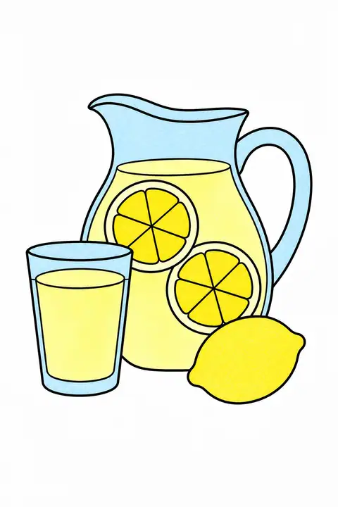 Lemonade Pitcher and Glass color example