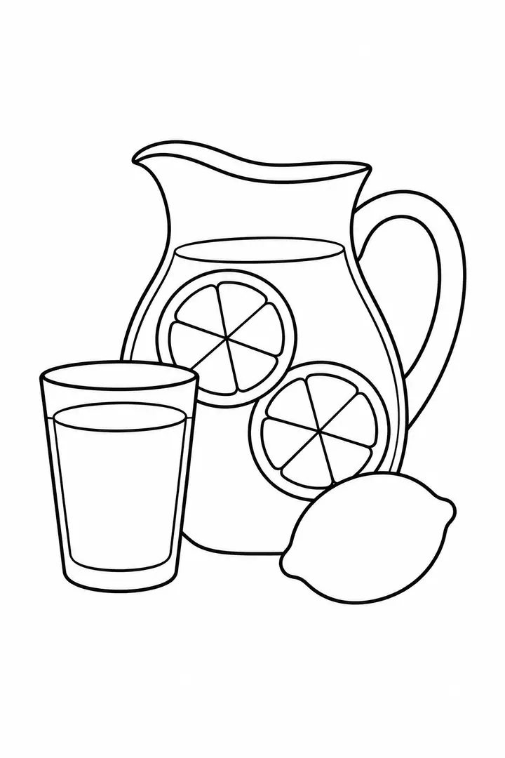 Lemonade Pitcher and Glass line art