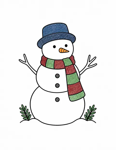 Snowman with a Scarf color example