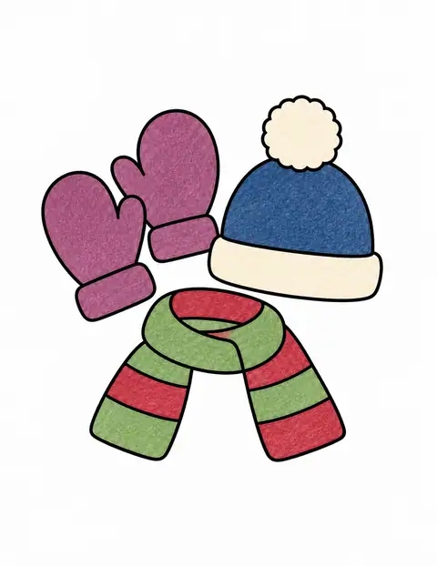 Mittens and Wool Hat color example