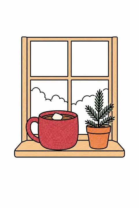 Hot Cocoa beside a Window color example