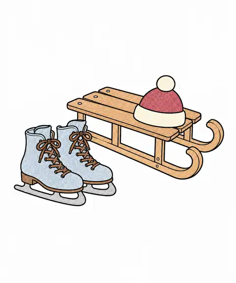 Ice Skates and a Sled color example
