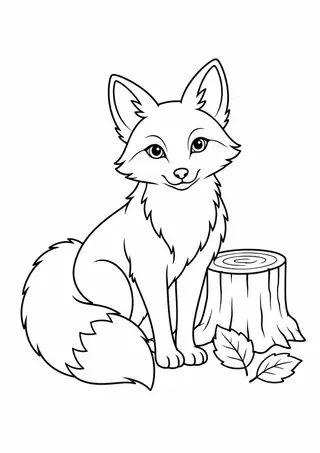 Fox beside a Stump