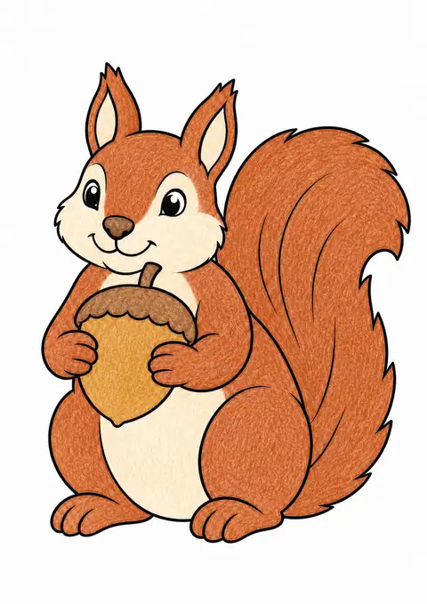 Squirrel Holding an Acorn color example