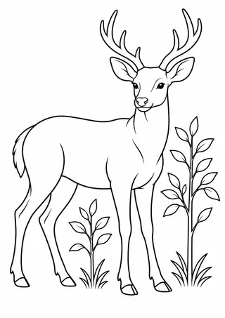 Deer beside Saplings