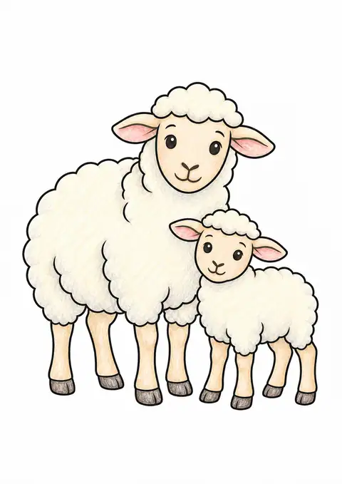 Ewe with a Lamb color example