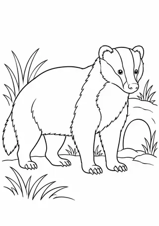 Badger at Its Burrow