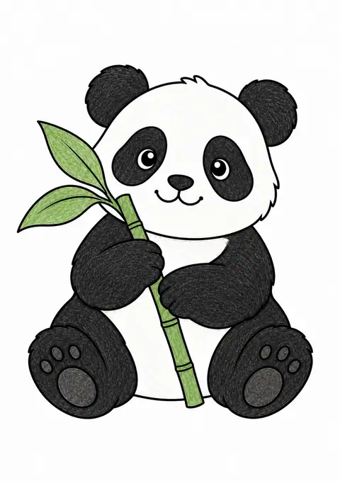 Panda Holding Bamboo color example