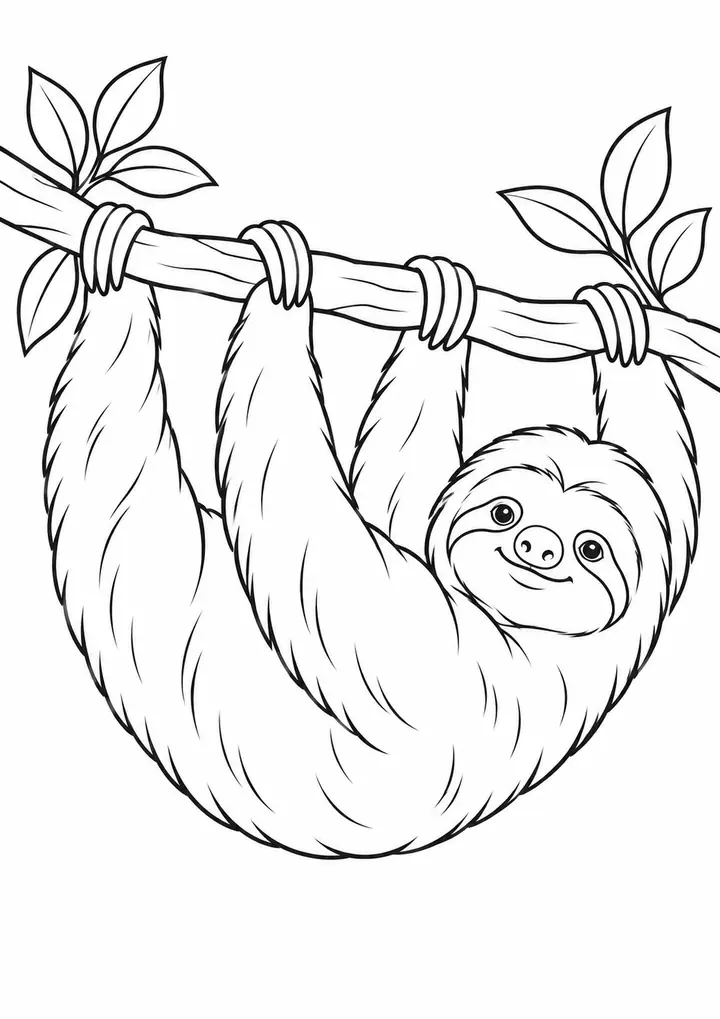 Sloth Hanging from a Branch line art